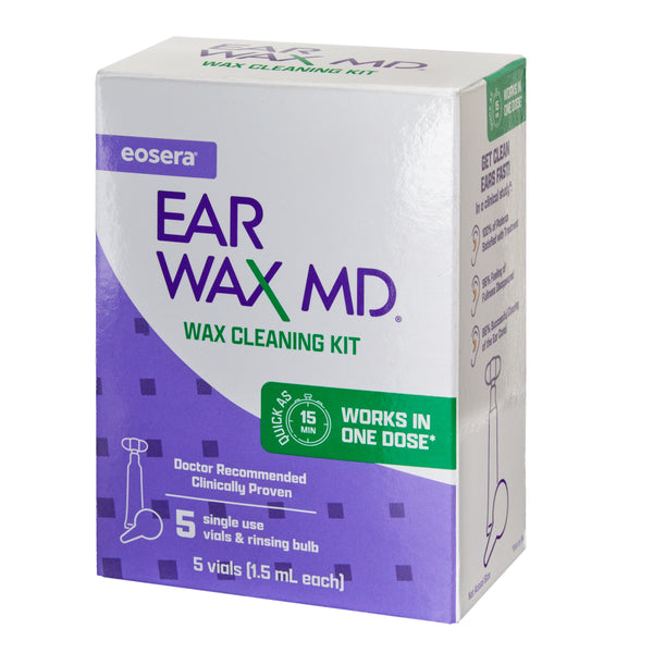 eosera EAR WAX MD Kit - Ear Wax Cleaning Drops, and Bulb Kit, Single Use Treatment Vials, 5-ct