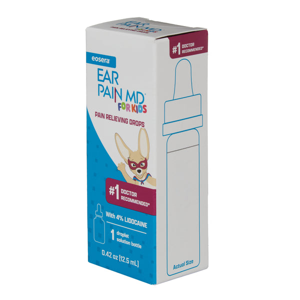 eosera EAR PAIN MD for Kids - Pain Relieving Drops with Lidocaine, Age 2+, Drops for Ear Pain, 12.5 mL