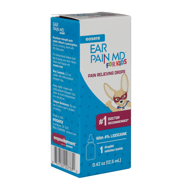 eosera EAR PAIN MD for Kids - Pain Relieving Drops with Lidocaine, Age 2+, Drops for Ear Pain, 12.5 mL