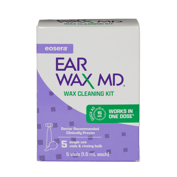 eosera EAR WAX MD Kit - Ear Wax Cleaning Drops, and Bulb Kit, Single Use Treatment Vials, 5-ct