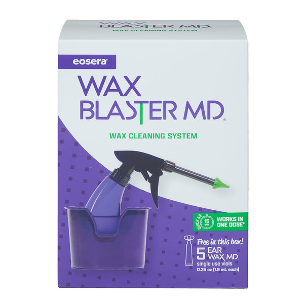 eosera WAX BLASTER MD - Ear Wax Cleaning System, Complete Kit with Ear Wax Dissolving Drops, 5-ct