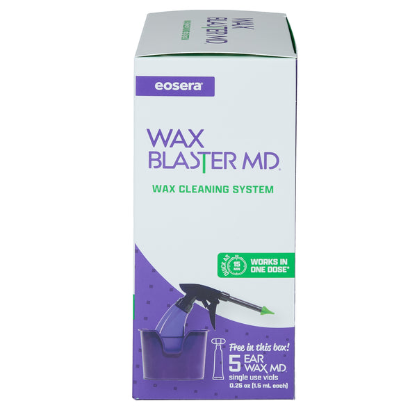 eosera WAX BLASTER MD - Ear Wax Cleaning System, Complete Kit with Ear Wax Dissolving Drops, 5-ct