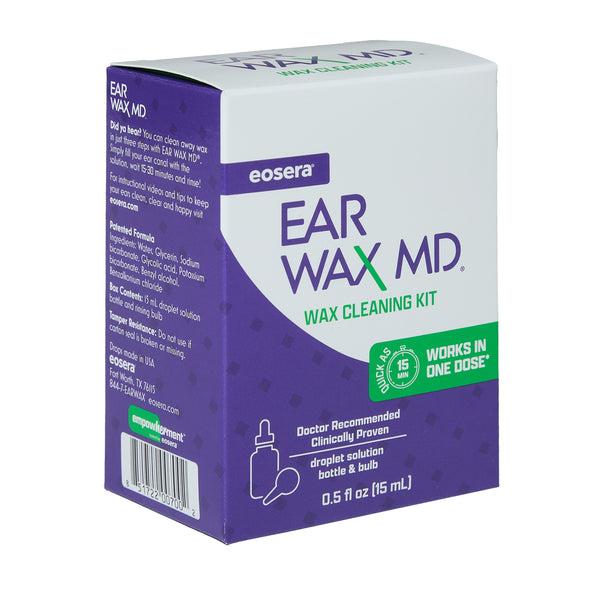 eosera EAR WAX MD Kit - Ear Wax Cleaning Drops and Bulb Kit, Dropper Bottle, 15 mL