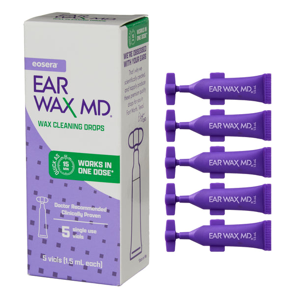 eosera EAR WAX MD - Ear Wax Cleaning Drops, Single Use Treatment Vials, 5-ct