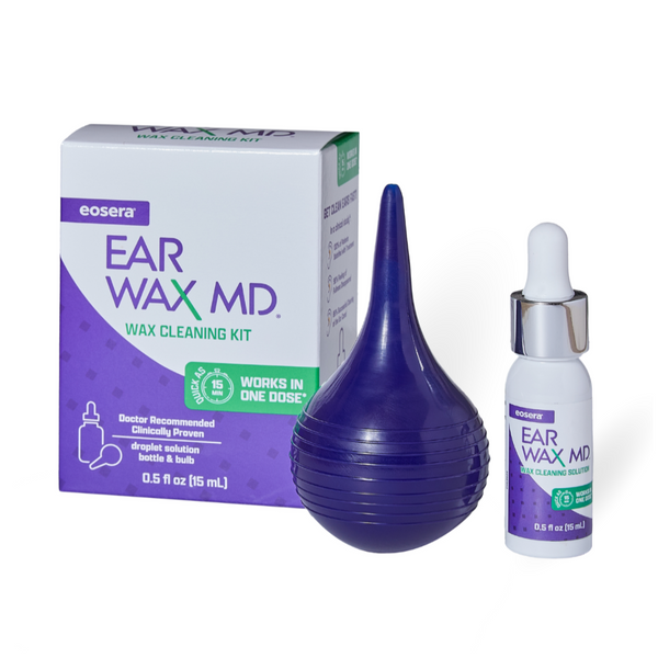 eosera EAR WAX MD Kit - Ear Wax Cleaning Drops and Bulb Kit, Dropper Bottle, 15 mL