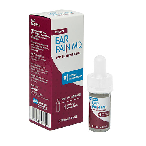 eosera EAR PAIN MD - Pain Relieving Drops with Lidocaine, Drops for Ear Pain